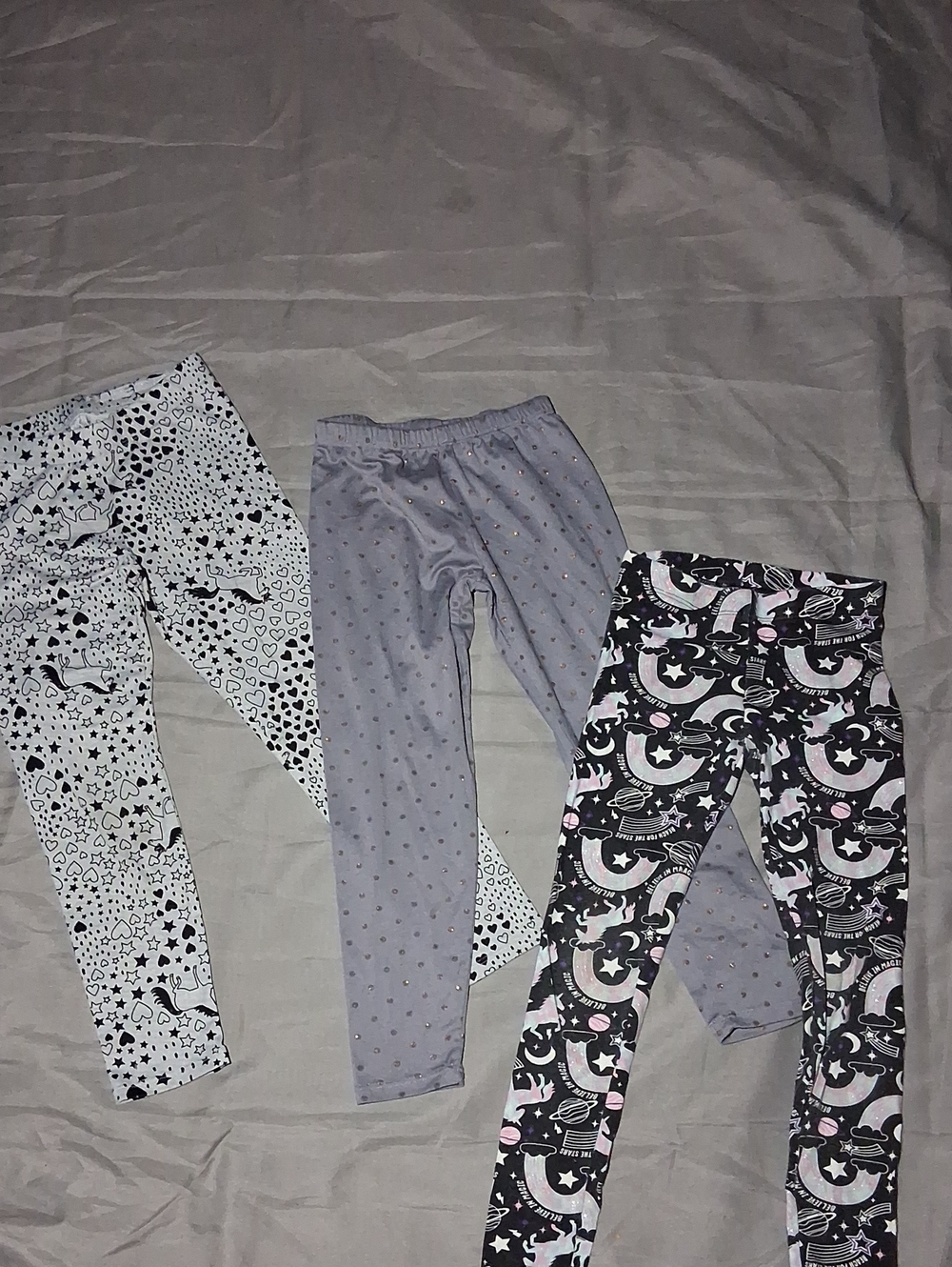 Girls Gray Polka Dot Stretch Leggings - Brand Unspecified